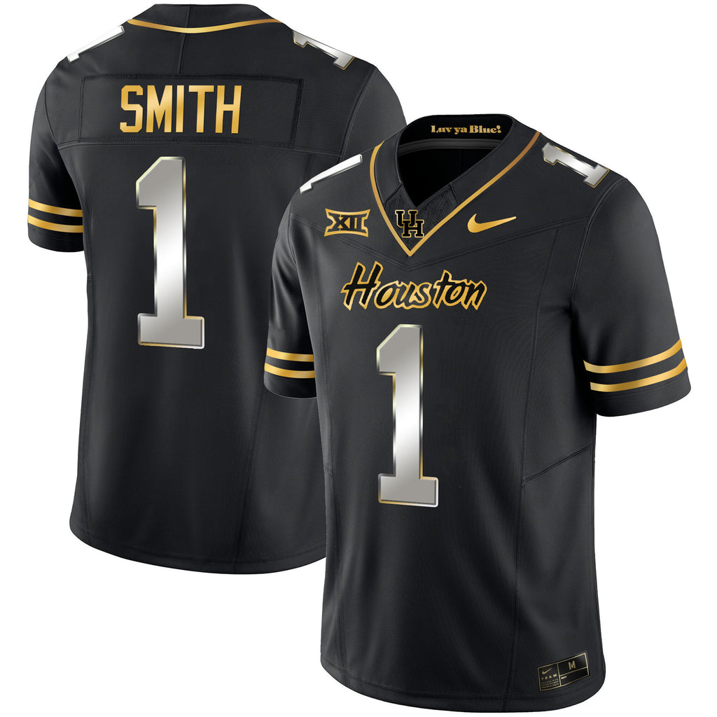 Men's Houston Cougars 2023 Oilers Inspired Gold Jersey - All Stitched