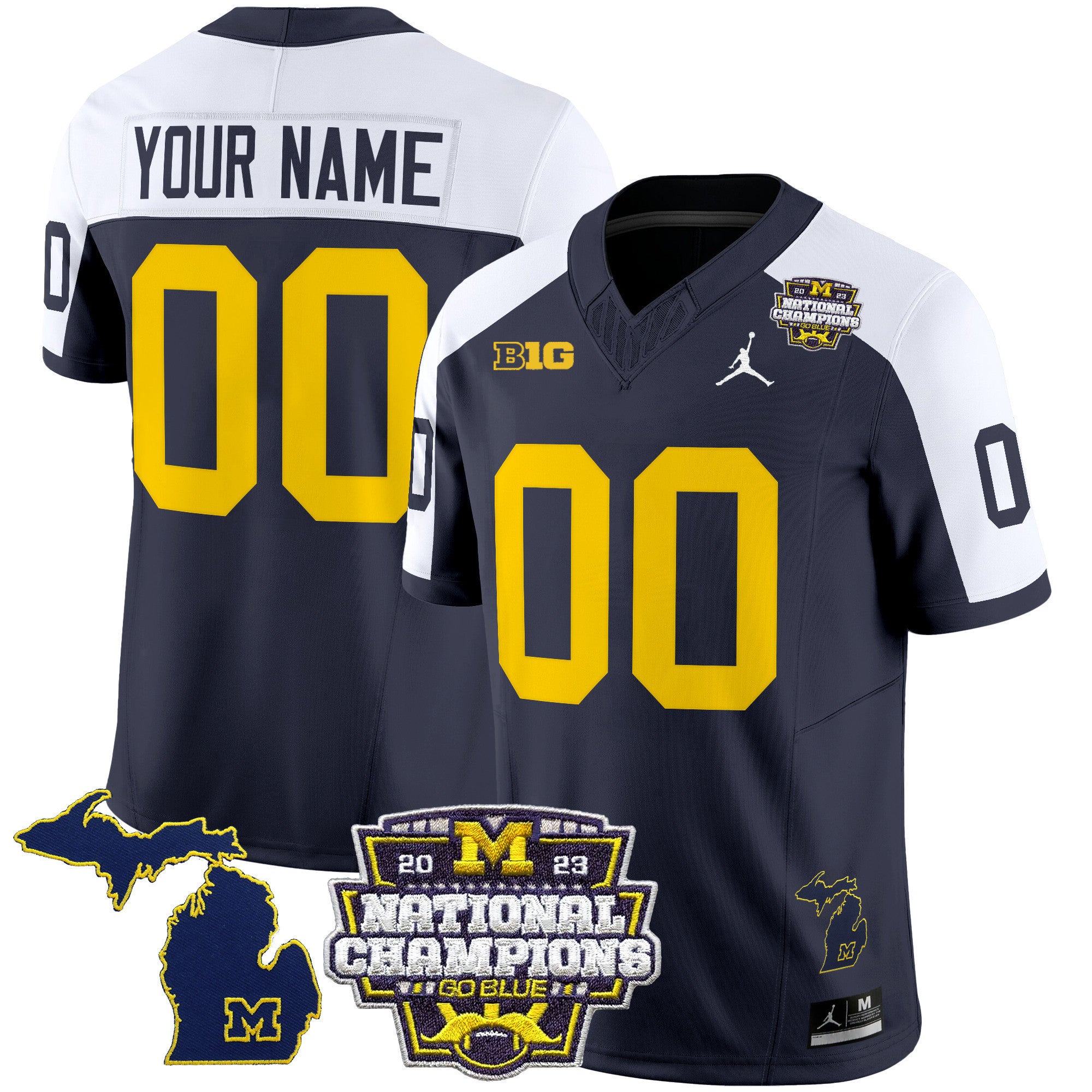 Custom Name/Gender Michigan Wolverines 2023 National Champions Patch Vapor Jersey V6 - All Stitched