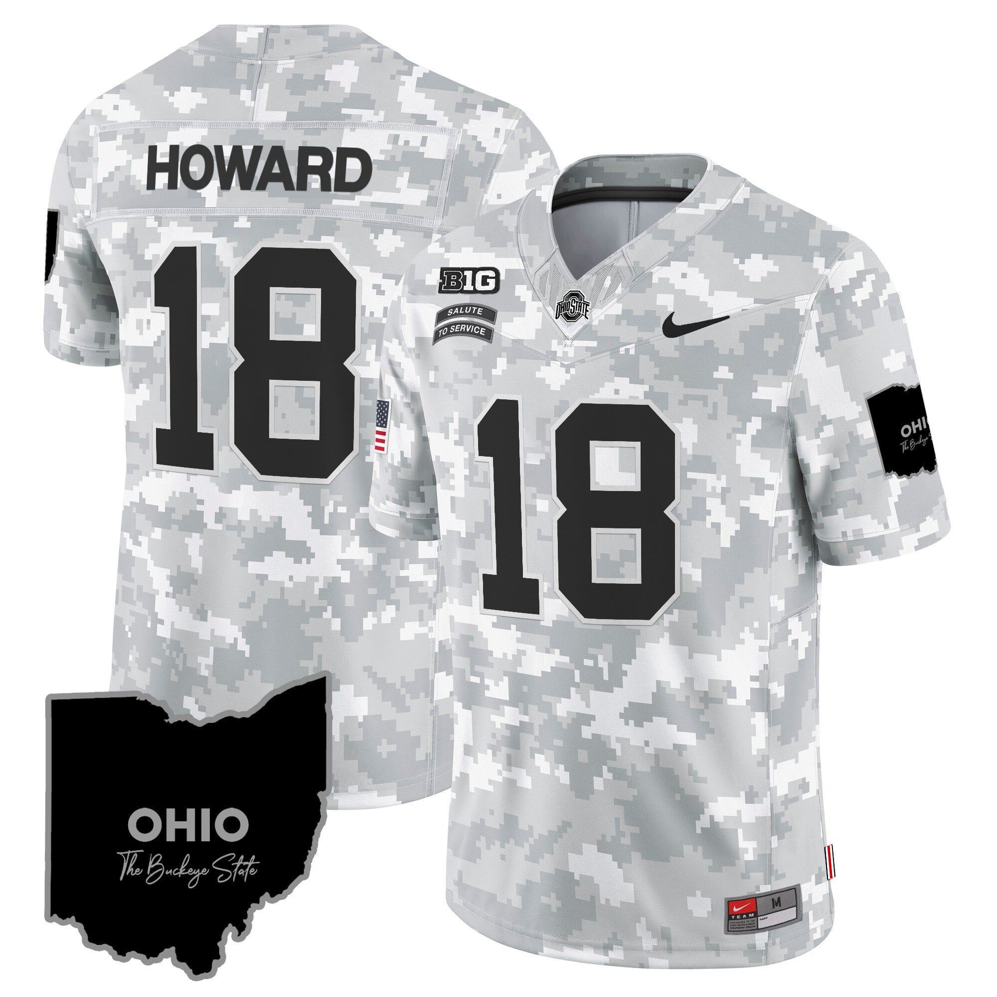 Ohio State Buckeyes 2024 Salute to Service Vapor Limited Jersey - Arctic Camo - All Stitched