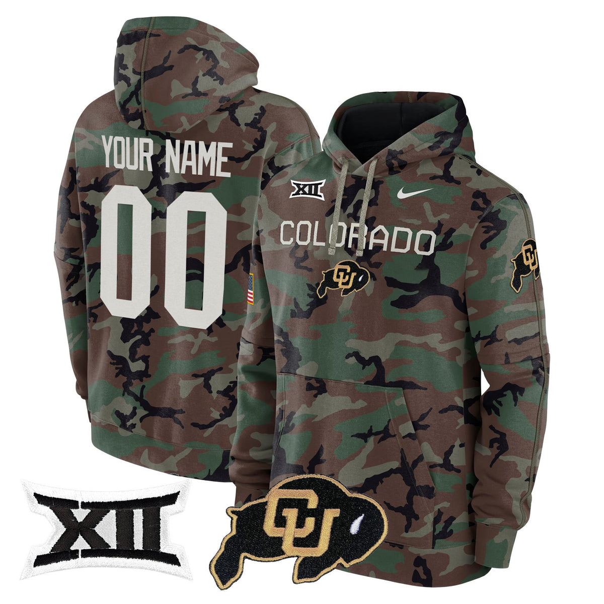 Colorado Buffaloes 2024 Military Custom Fleece Pullover Hoodie