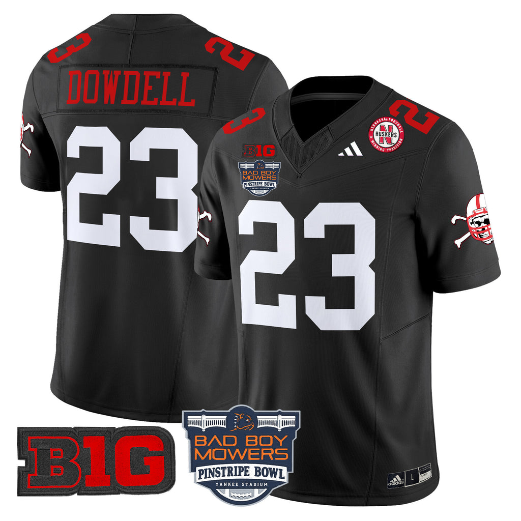 Men's Nebraska Cornhuskers 2025 Pinstripe Bowl Patch Vapor Limited Jersey - All Stitched