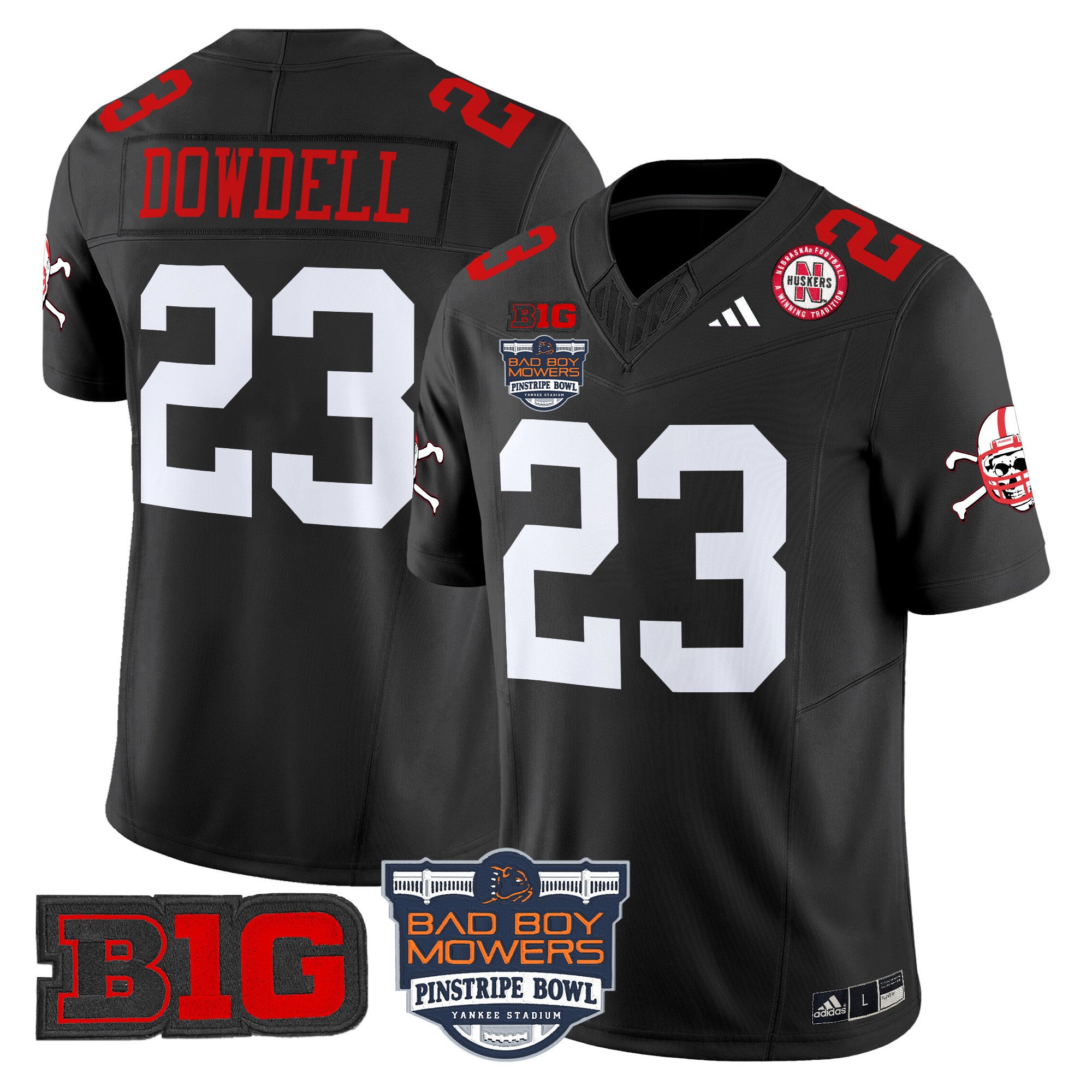 Men's Nebraska Cornhuskers 2025 Pinstripe Bowl Patch Vapor Limited Jersey - All Stitched