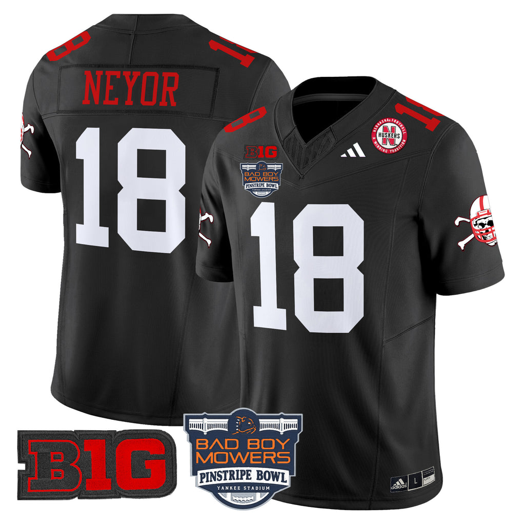 Men's Nebraska Cornhuskers 2025 Pinstripe Bowl Patch Vapor Limited Jersey - All Stitched