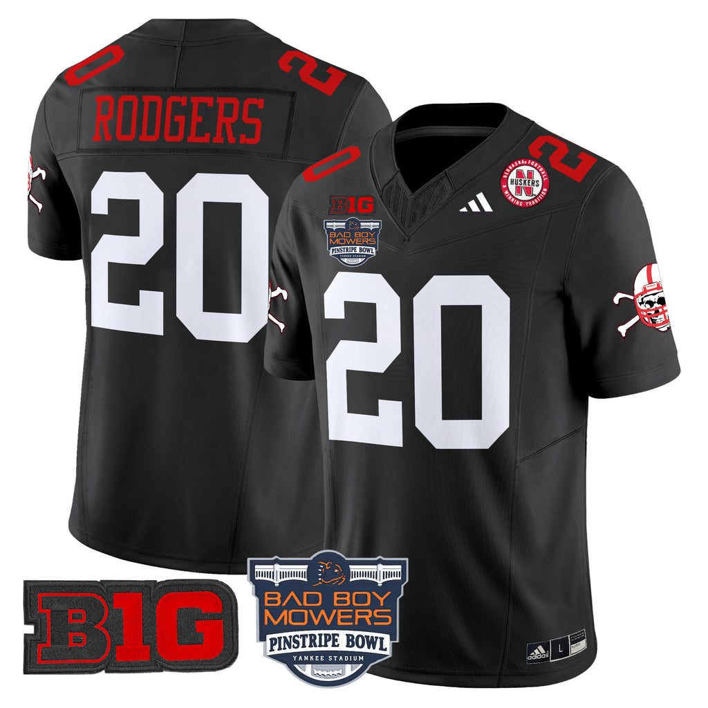 Men's Nebraska Cornhuskers 2025 Pinstripe Bowl Patch Vapor Limited Jersey - All Stitched