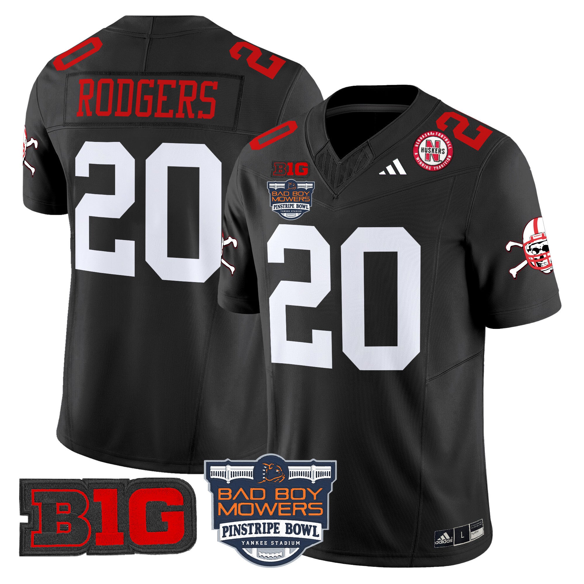 Men's Nebraska Cornhuskers 2025 Pinstripe Bowl Patch Vapor Limited Jersey - All Stitched