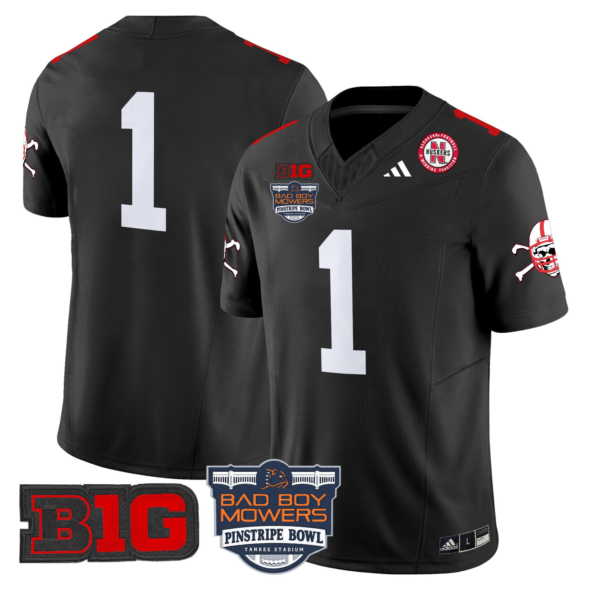 Men's Nebraska Cornhuskers 2025 Pinstripe Bowl Patch Vapor Limited Jersey - All Stitched