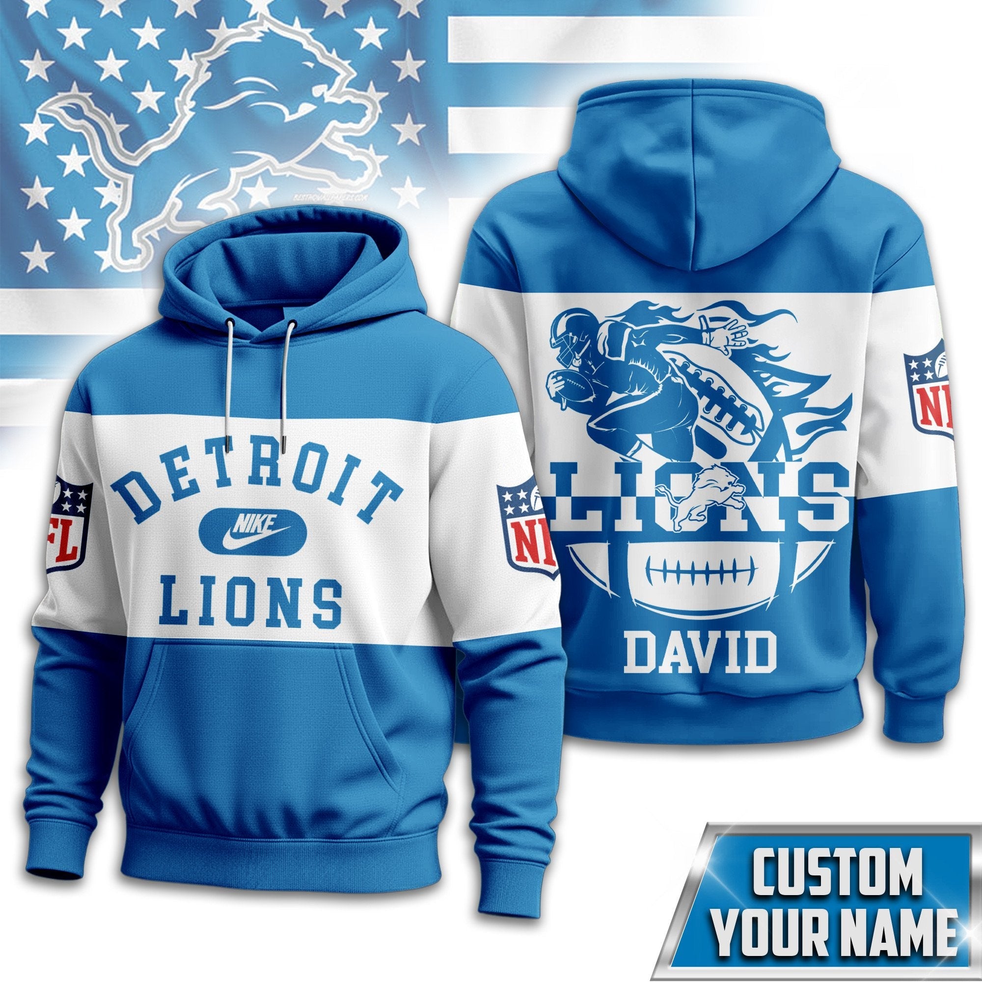 DET | Premium Touchdown Spirit Personalized Hoodie TD