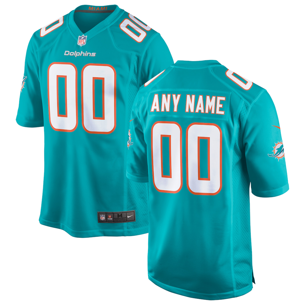 Custom Miami Dolphins Jersey - Aqua
