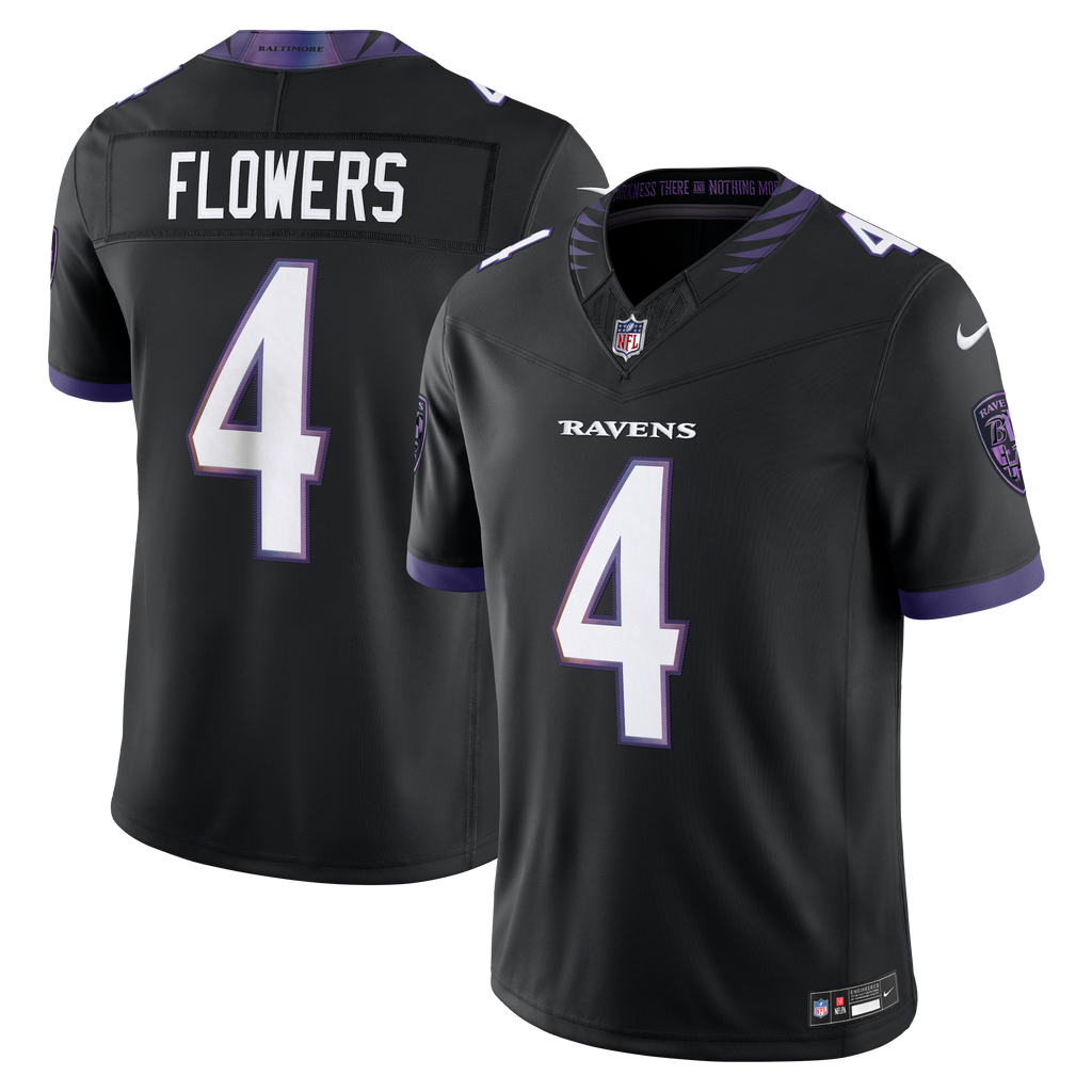 Men's Baltimore Ravens Zay Flowers Nike Black Alternate Alternate Vapor Fuse Stitched Limited Jersey