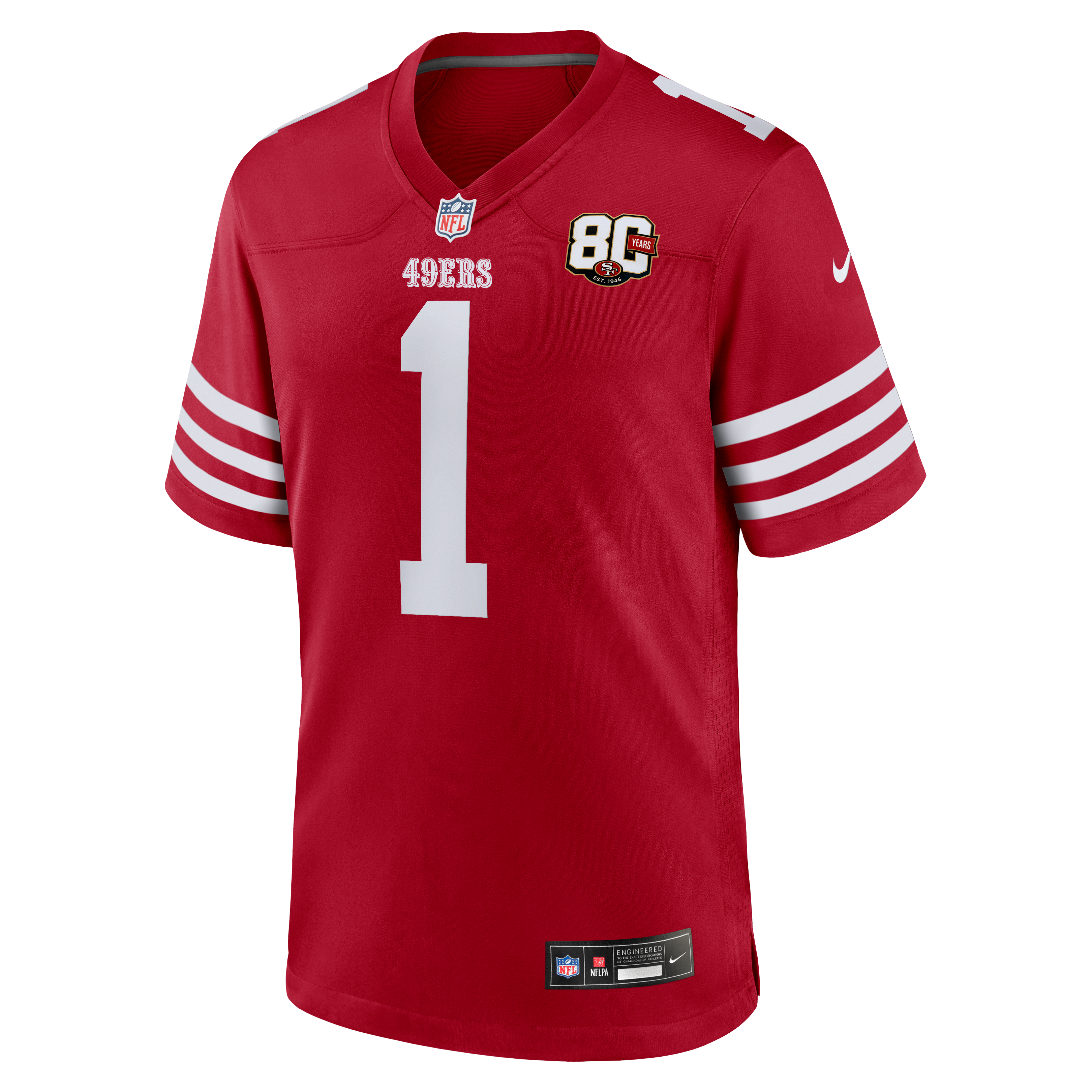 Men's San Francisco 49Ers Ricky Pearsall Nike Scarlet 80Th Anniversary Game Jersey