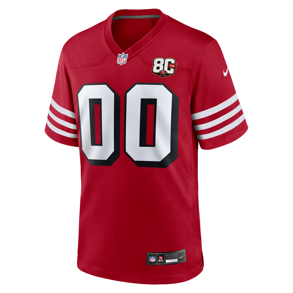 Men's San Francisco 49Ers Nike Scarlet 80Th Anniversary Alternate Custom Game Jersey