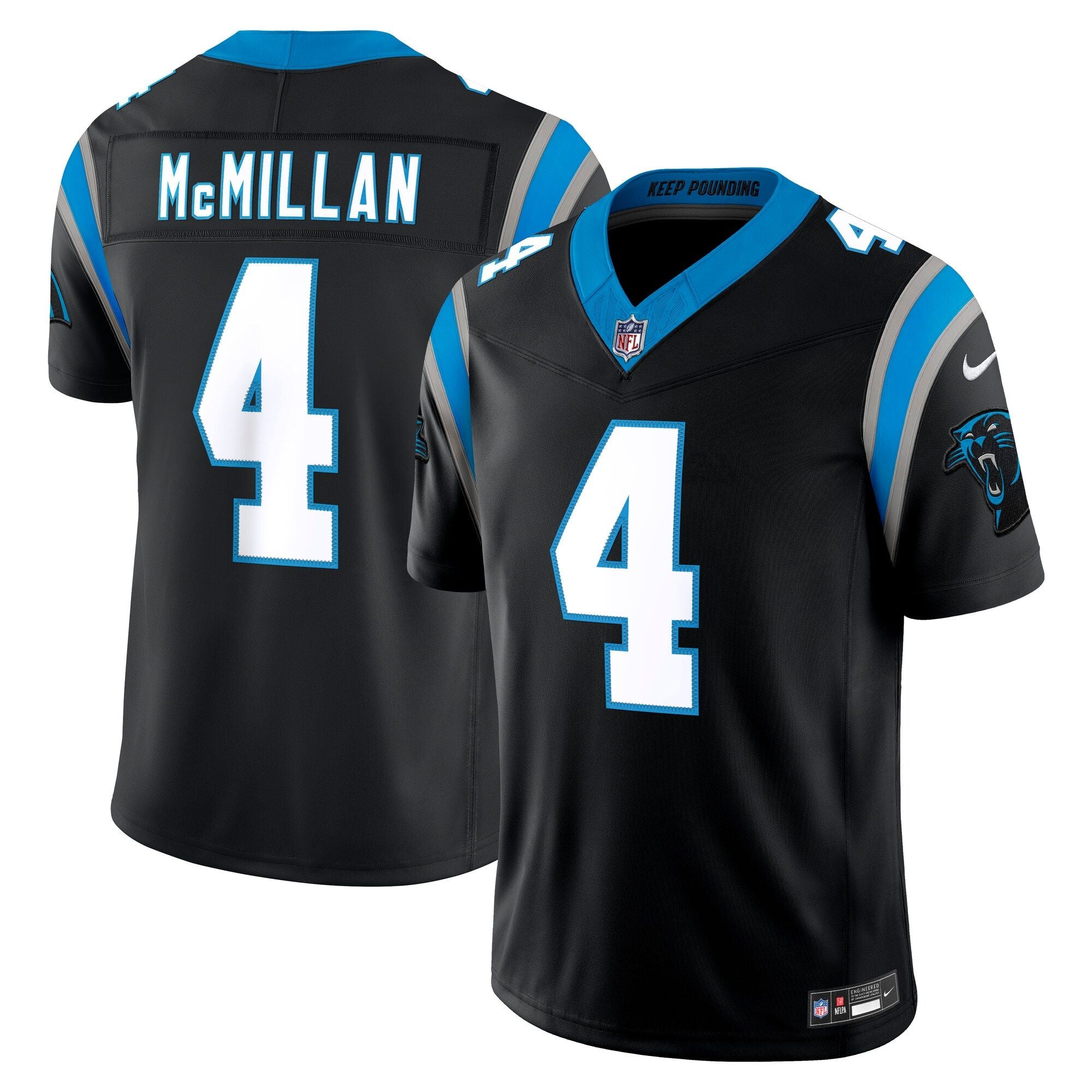 Men's Carolina Panthers Tetairoa Mcmillan Nike Black Team Vapor Fuse Stitched Limited Jersey