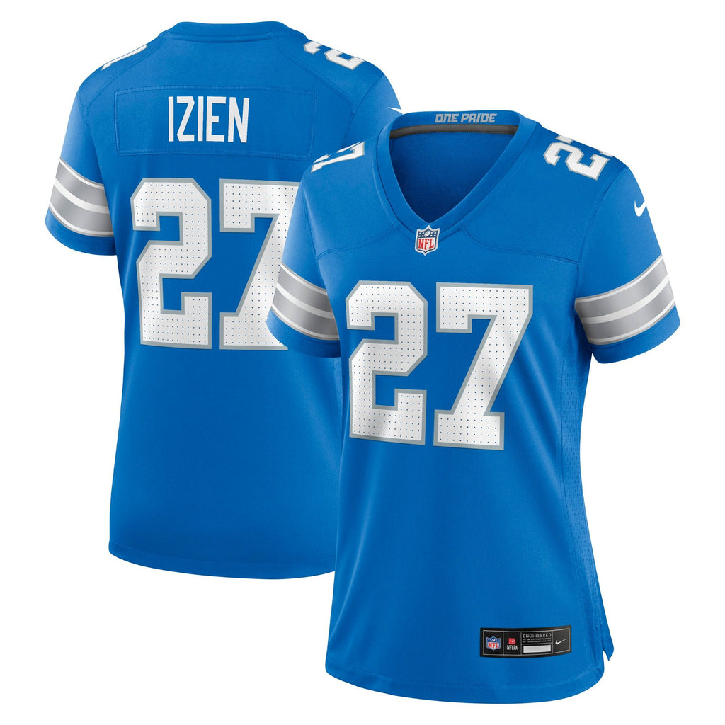 Women's Detroit Lions Christian Izien Nike Blue Team Game Jersey