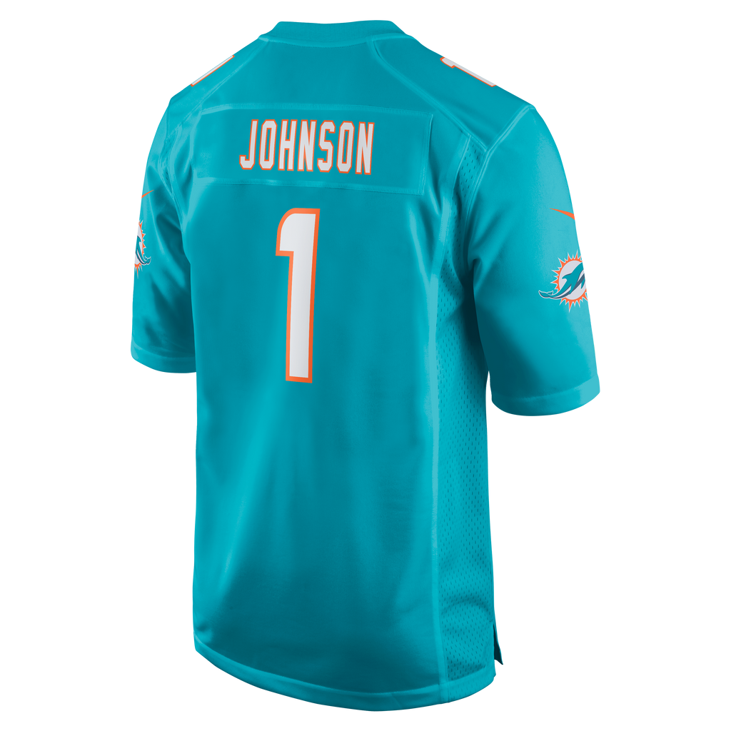 Men's Miami Dolphins Chris Johnson Nike Aqua 2026 Nfl Draft First Round Pick No 27 Team Game Jersey