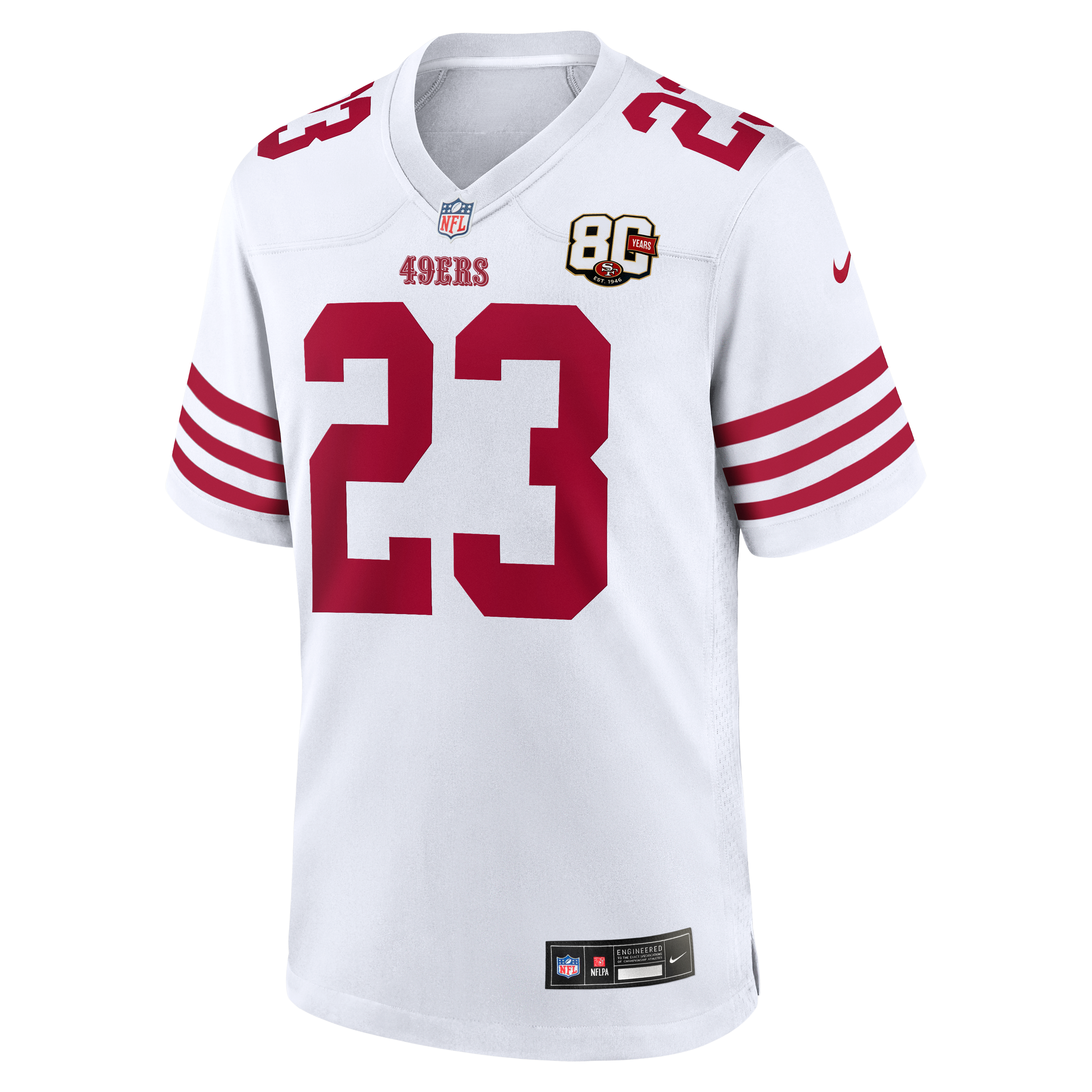 Men's San Francisco 49Ers Christian Mccaffrey Nike White 80Th Anniversary Game Jersey