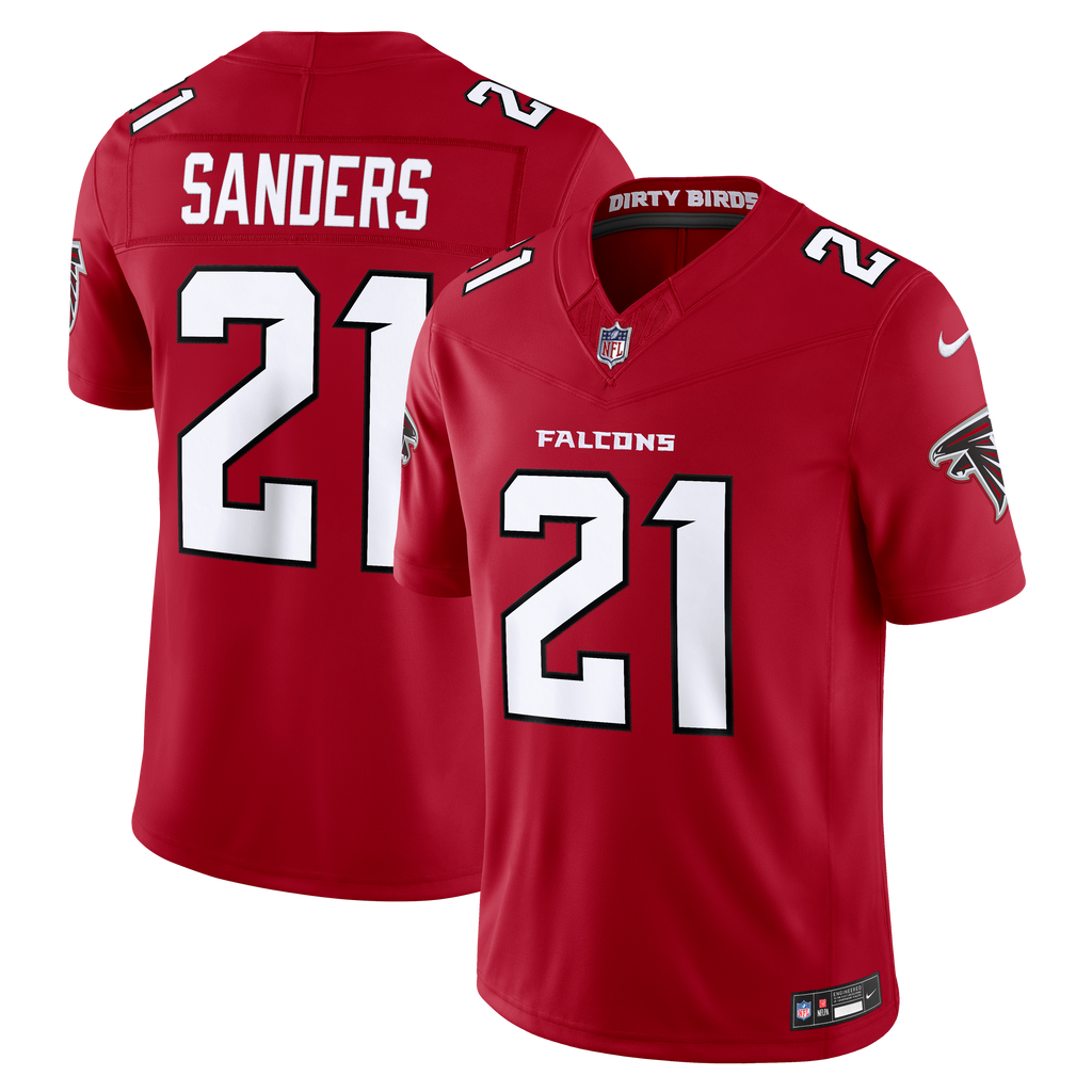 Men's Atlanta Falcons Deion Sanders Nike Red Team Vapor Fuse Stitched Retired Limited Jersey