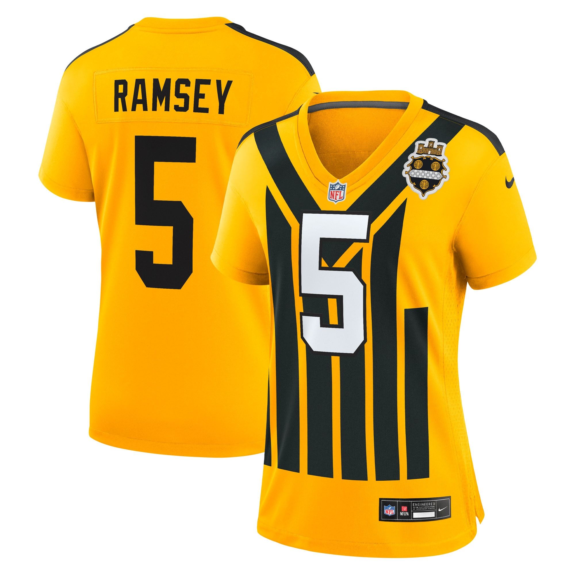 Women's Pittsburgh Steelers Jalen Ramsey Nike Gold Alternate 1933 Throwback Game Jersey