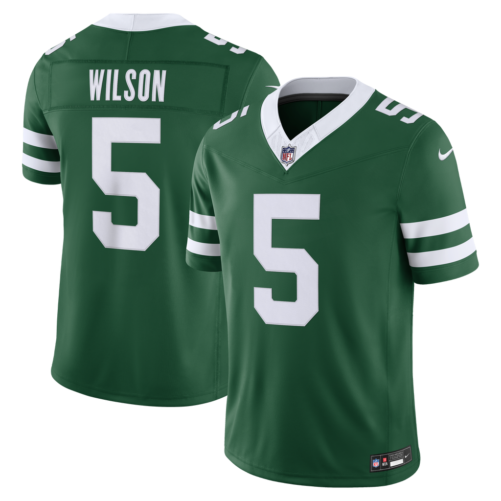 Men's New York Jets Garrett Wilson Nike Legacy Green Team Vapor Fuse Stitched Limited Jersey