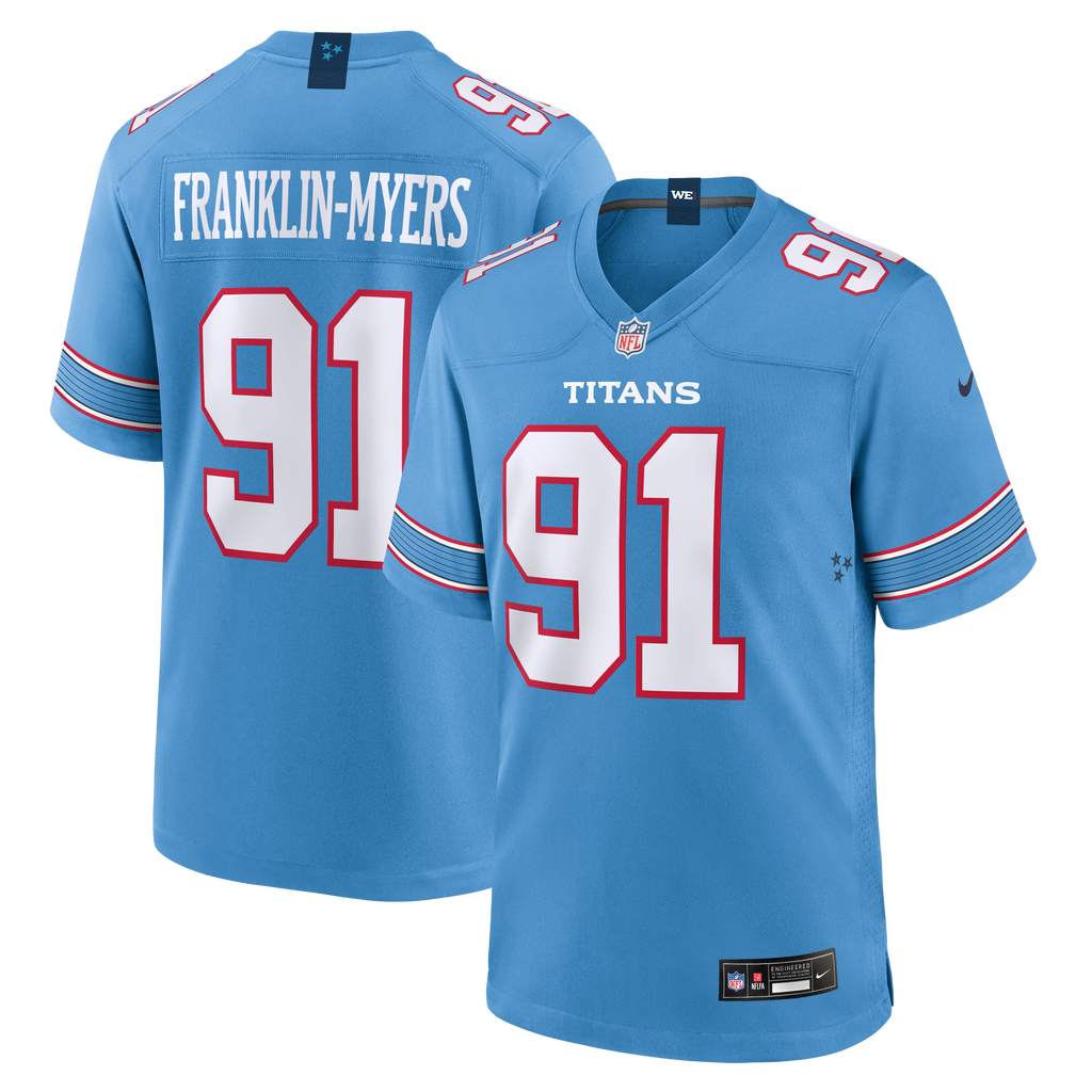 Men's Tennessee Titans John Franklin Myers Nike Light Blue Team Game Jersey
