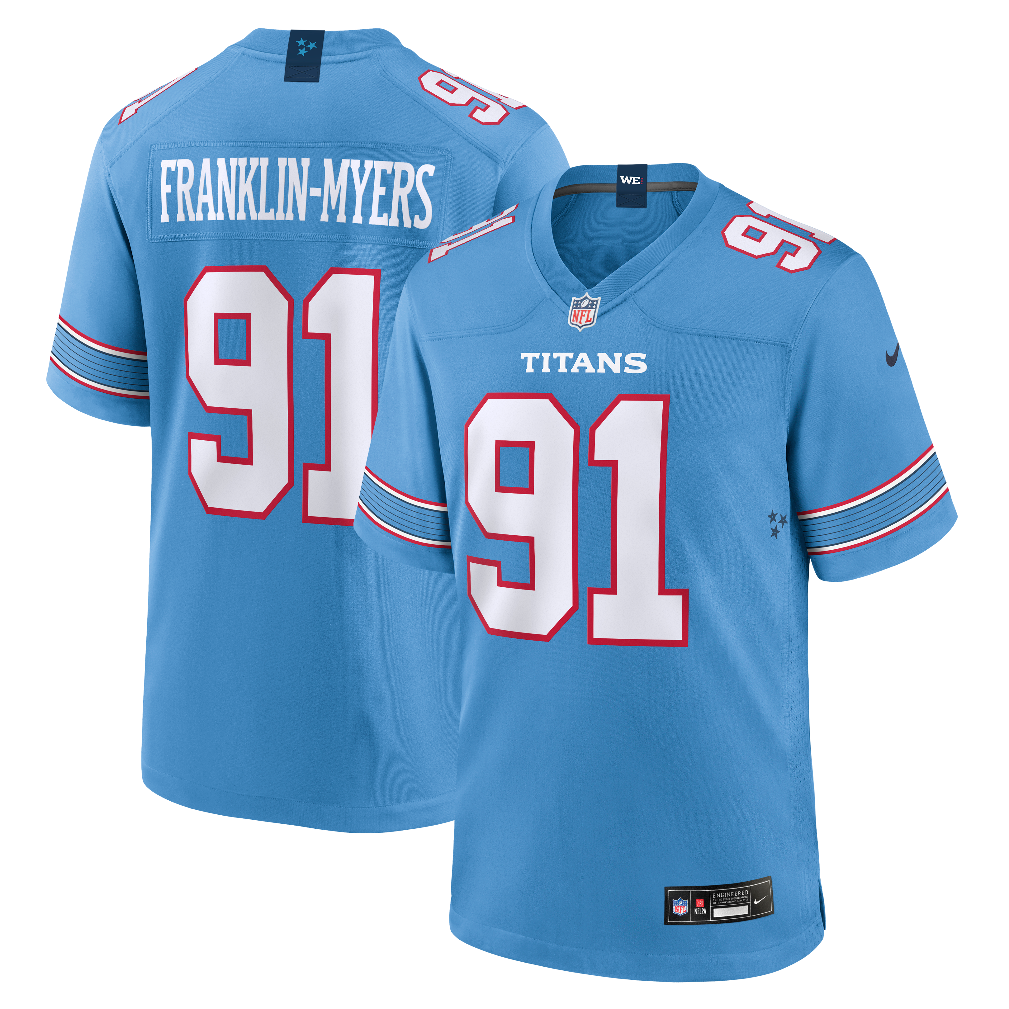 Men's Tennessee Titans John Franklin Myers Nike Light Blue Team Game Jersey