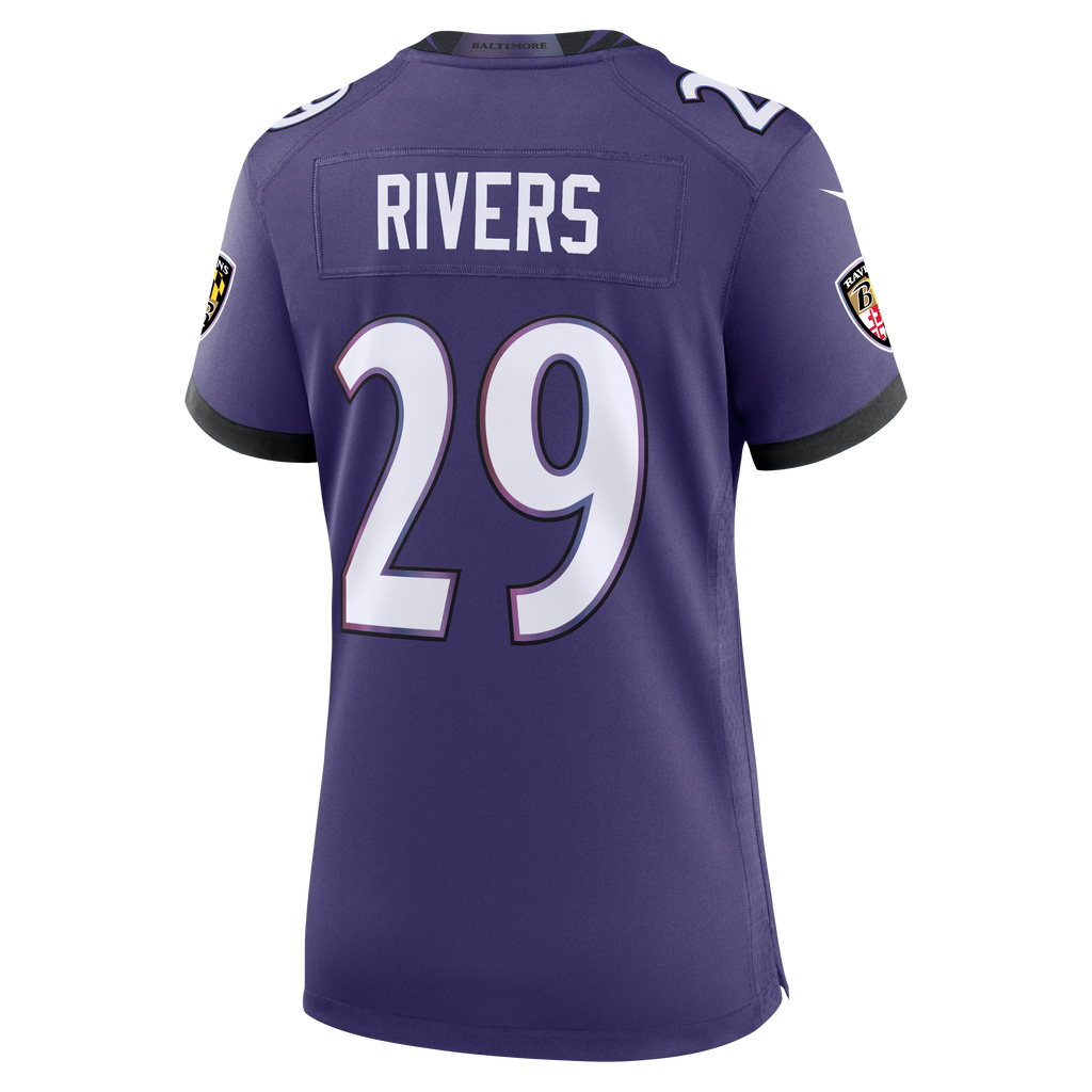 Women's Baltimore Ravens Chandler Rivers Nike Purple Team Game Jersey