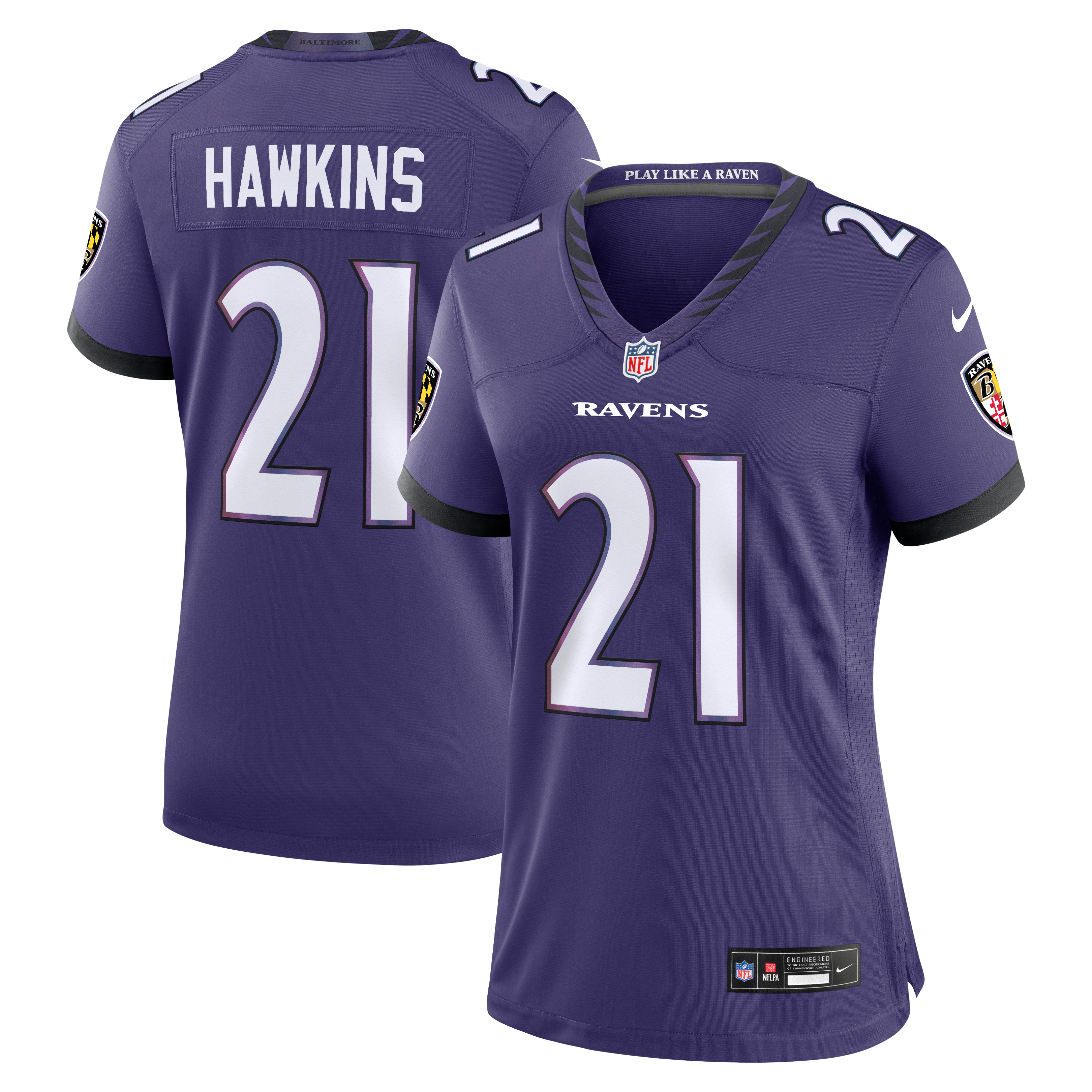 Women's Baltimore Ravens Jaylinn Hawkins Nike Purple Team Game Jersey
