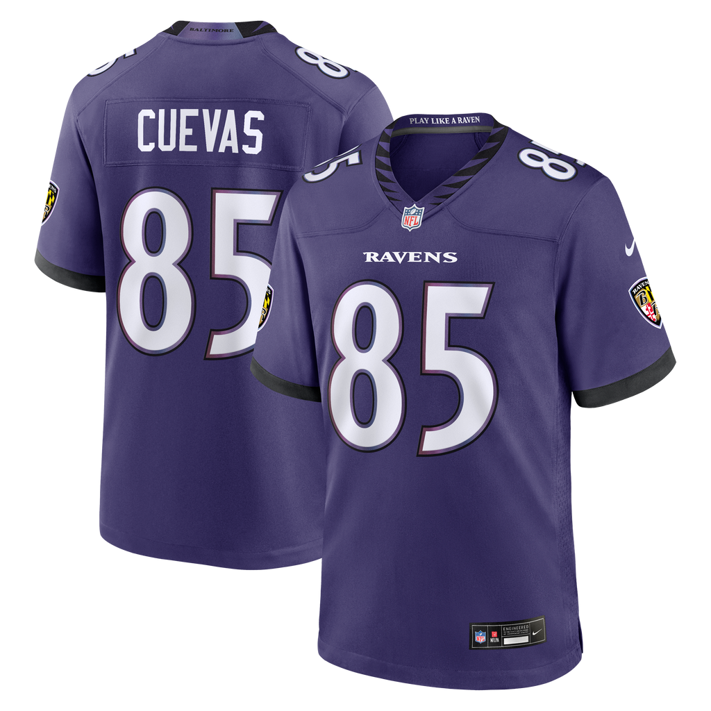 Men's Baltimore Ravens Josh Cuevas Nike Purple Team Game Jersey