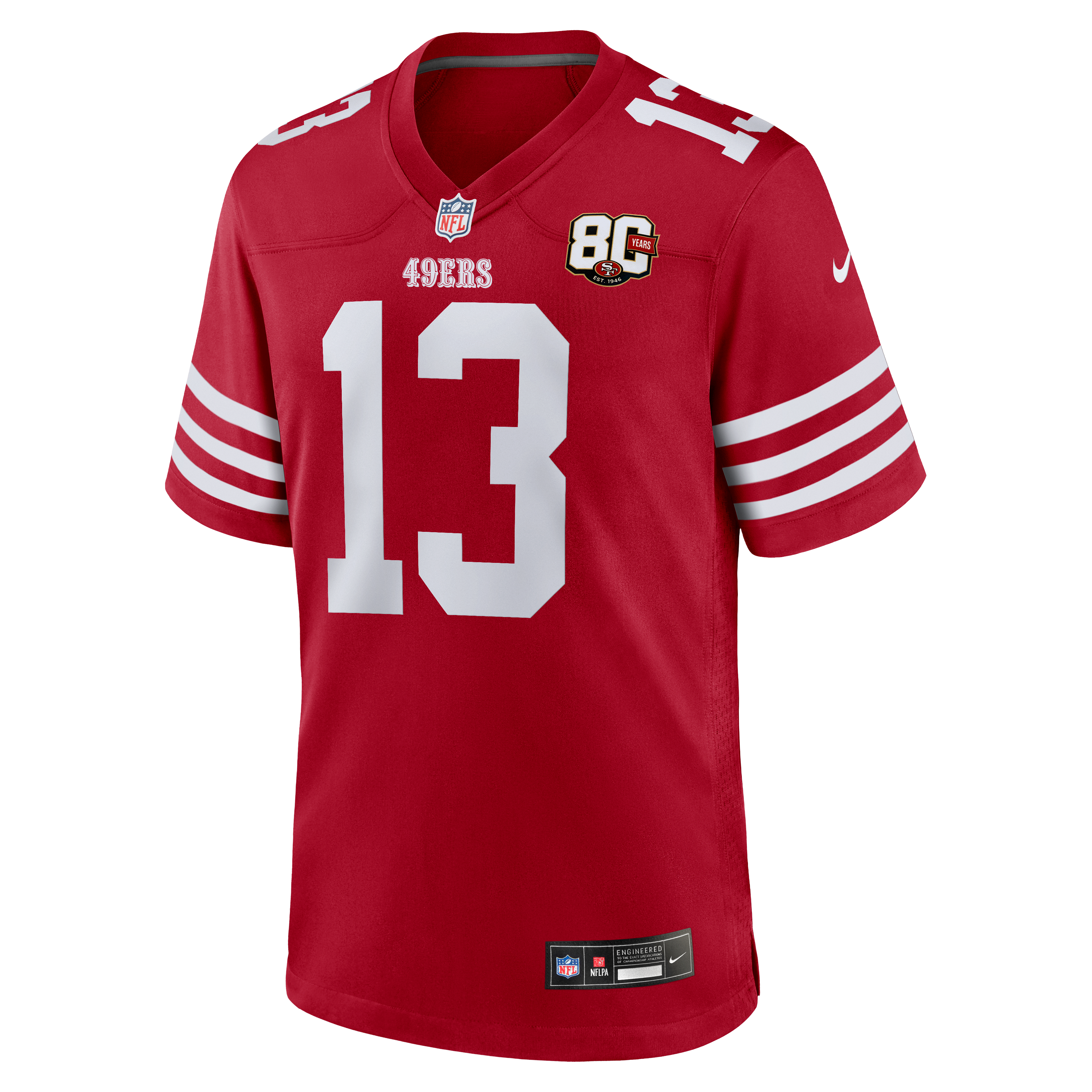Men's San Francisco 49Ers Brock Purdy Nike Scarlet 80Th Anniversary Game Jersey