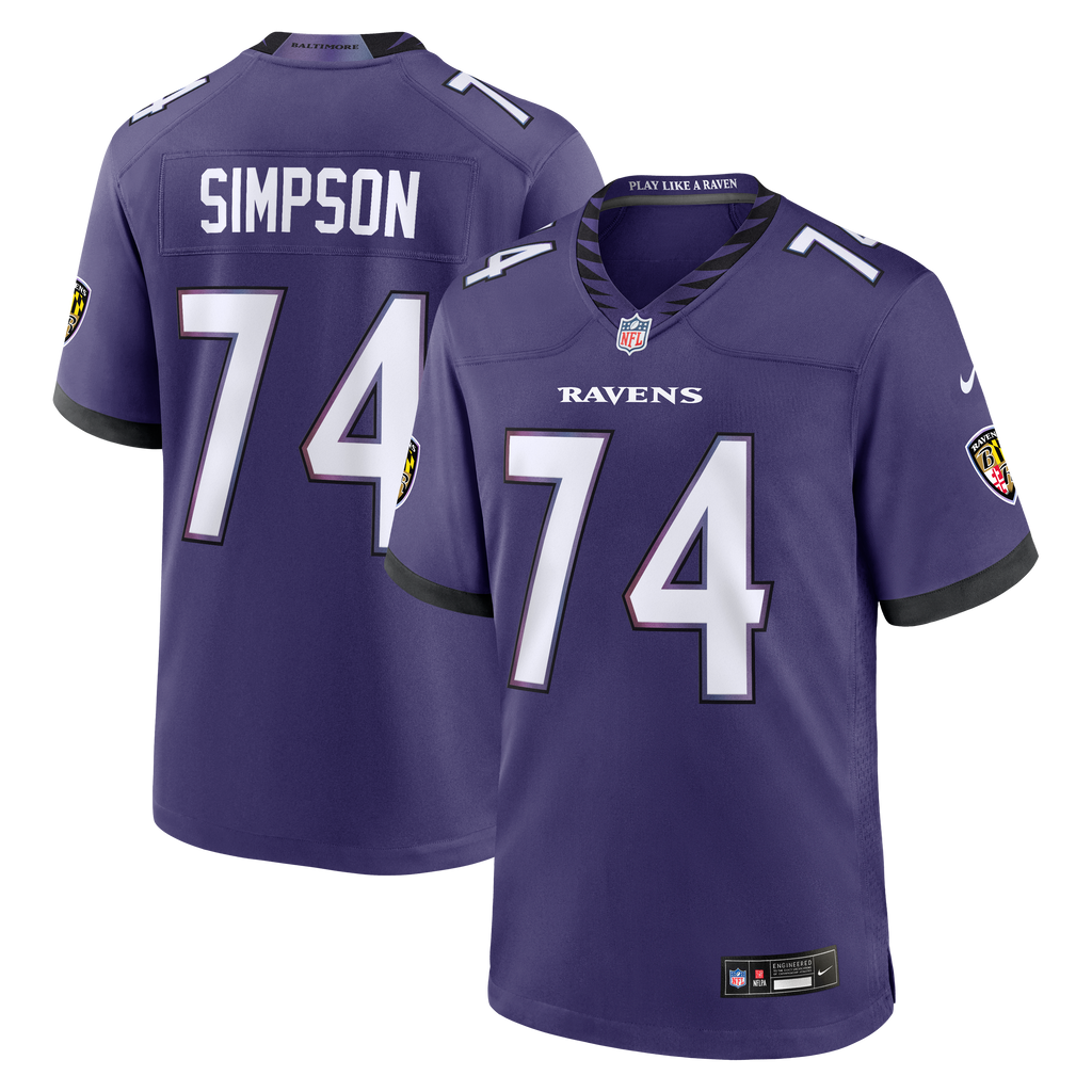 Men's Baltimore Ravens John Simpson Nike Purple Team Game Jersey