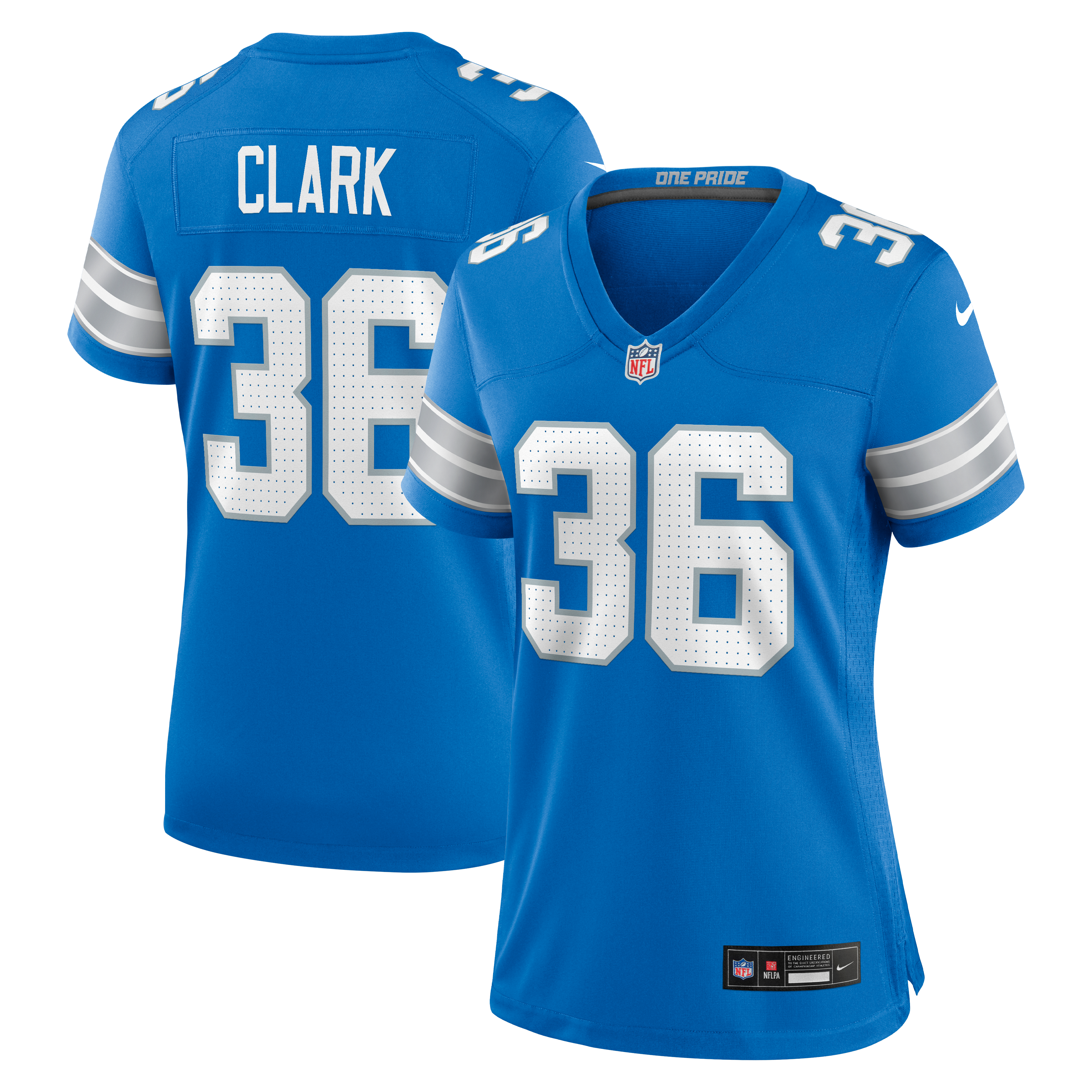 Women's Detroit Lions Chuck Clark Nike Blue Team Game Jersey
