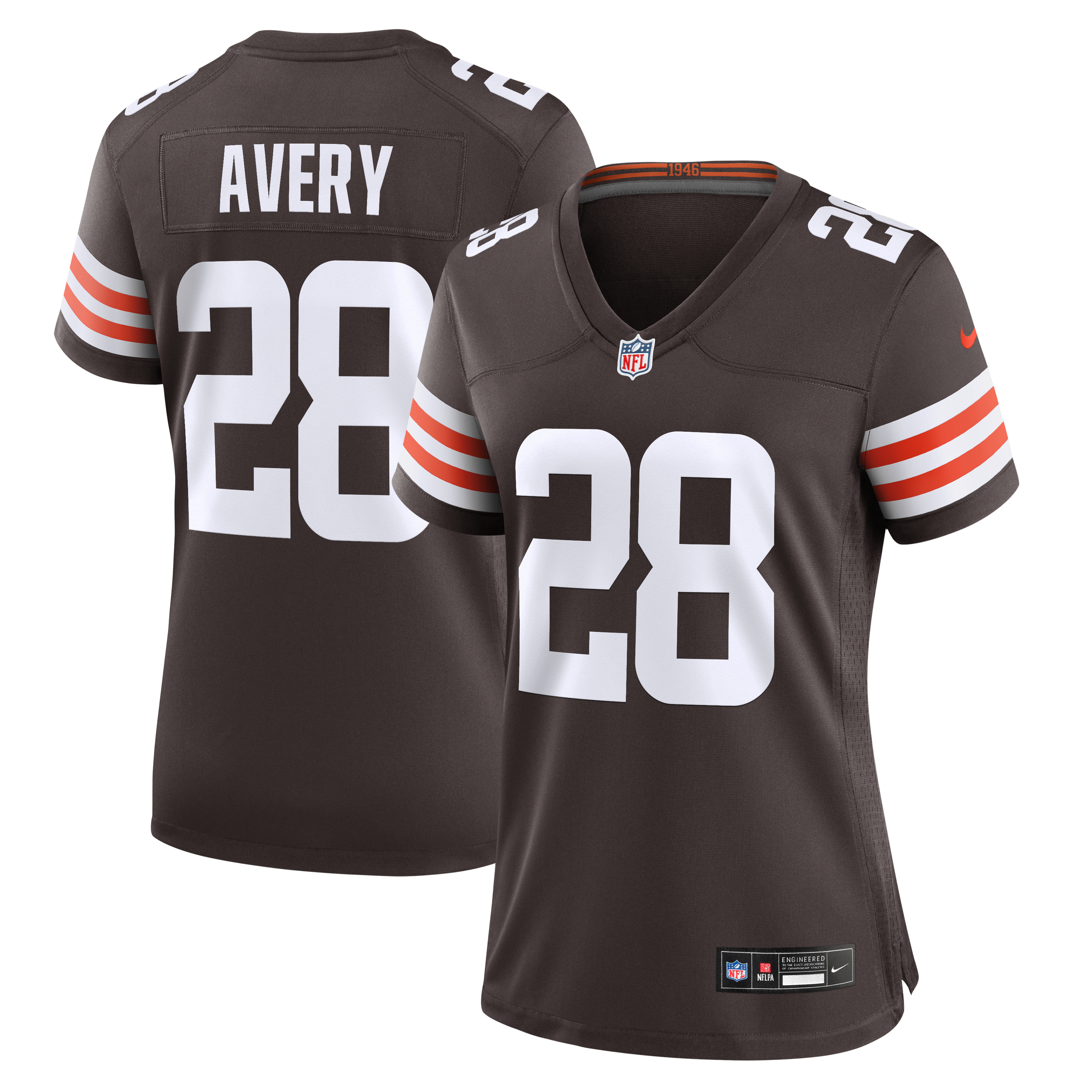 Women's Cleveland Browns Tre Avery Nike Brown Team Game Jersey
