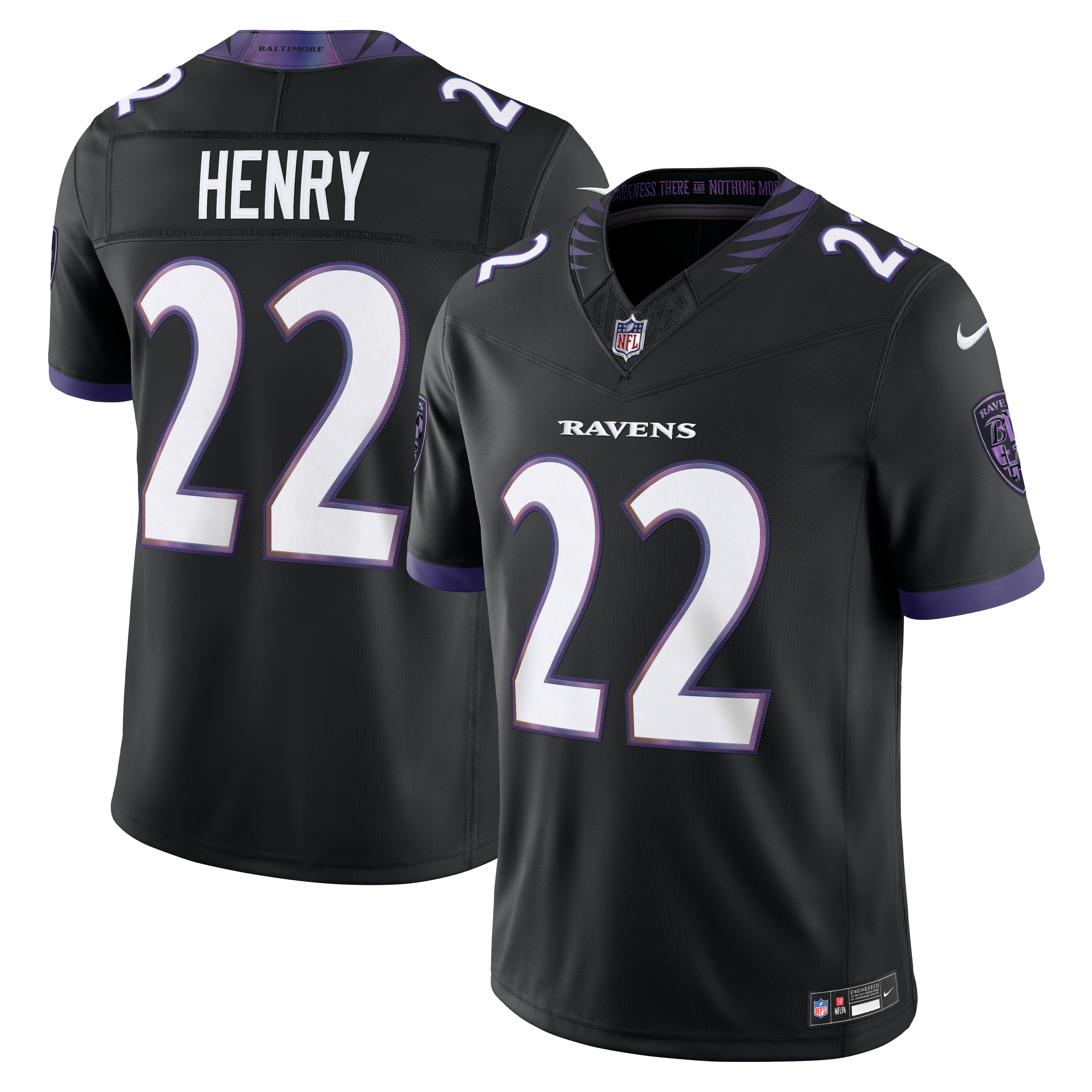 Men's Baltimore Ravens Derrick Henry Nike Black Alternate Alternate Vapor Fuse Stitched Limited Jersey