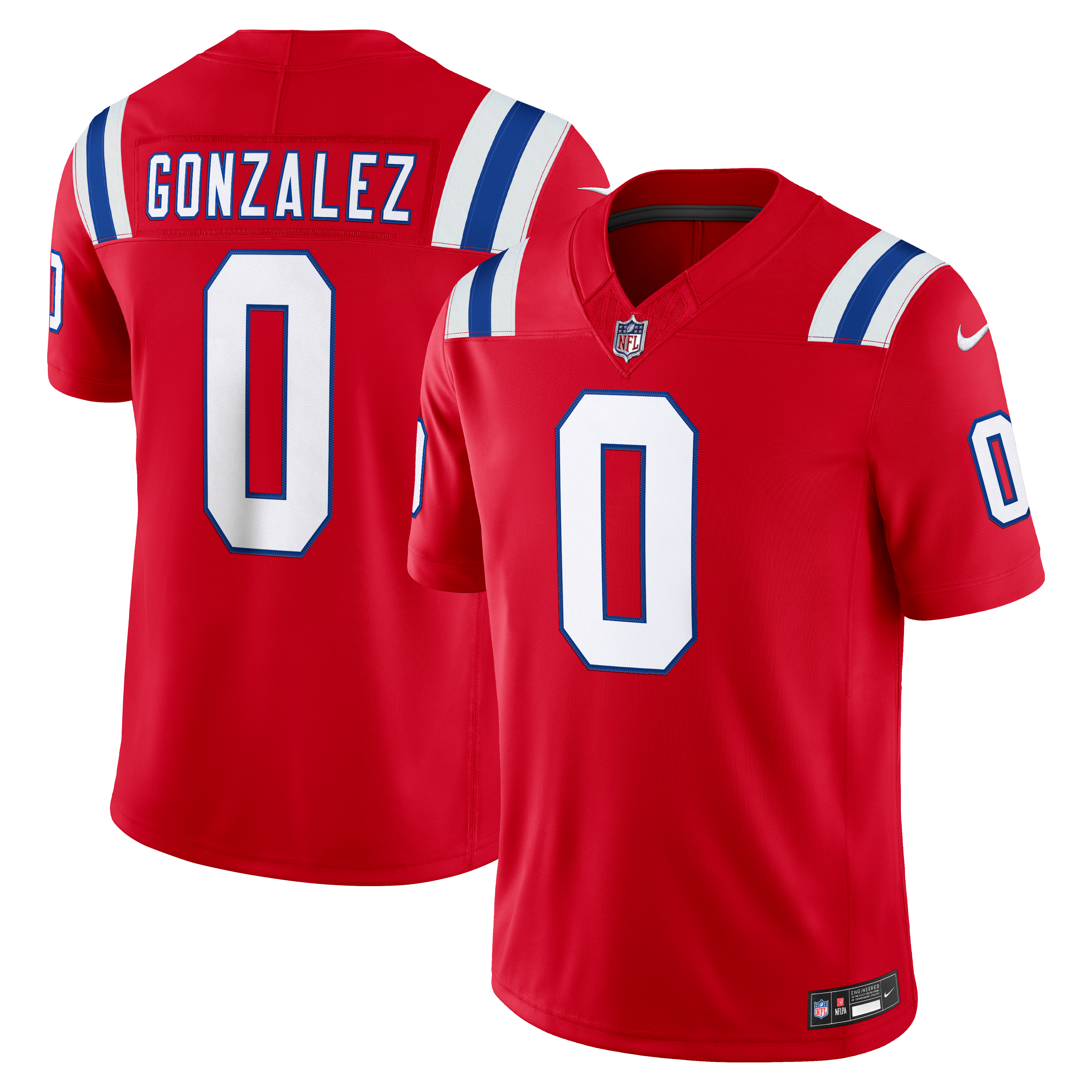 Men's New England Patriots Christian Gonzalez Nike Red Alternate Vapor Fuse Stitched Limited Jersey