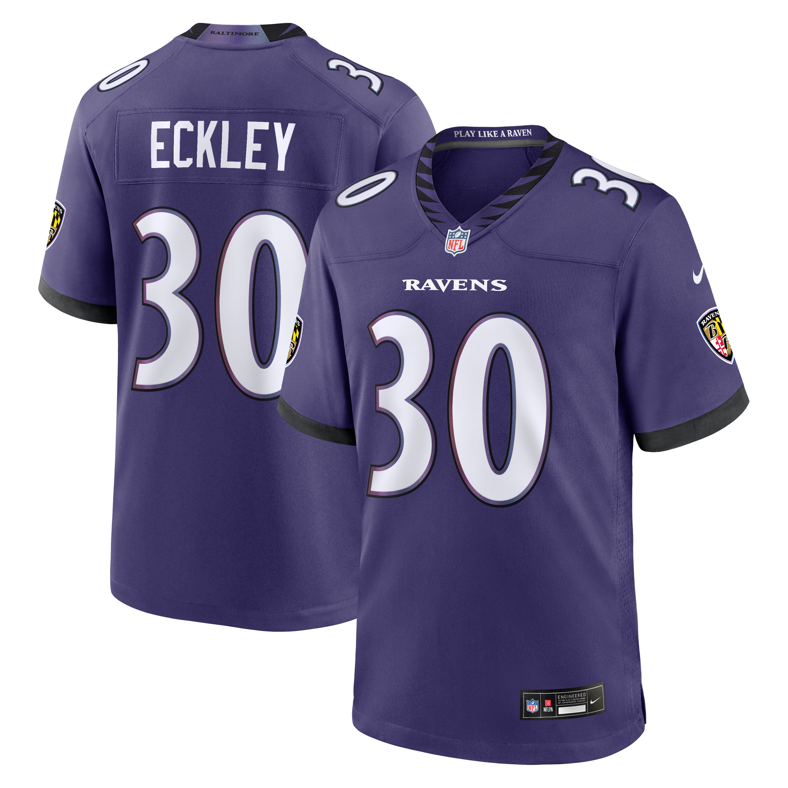 Men's Baltimore Ravens Ryan Eckley Nike Purple Team Game Jersey