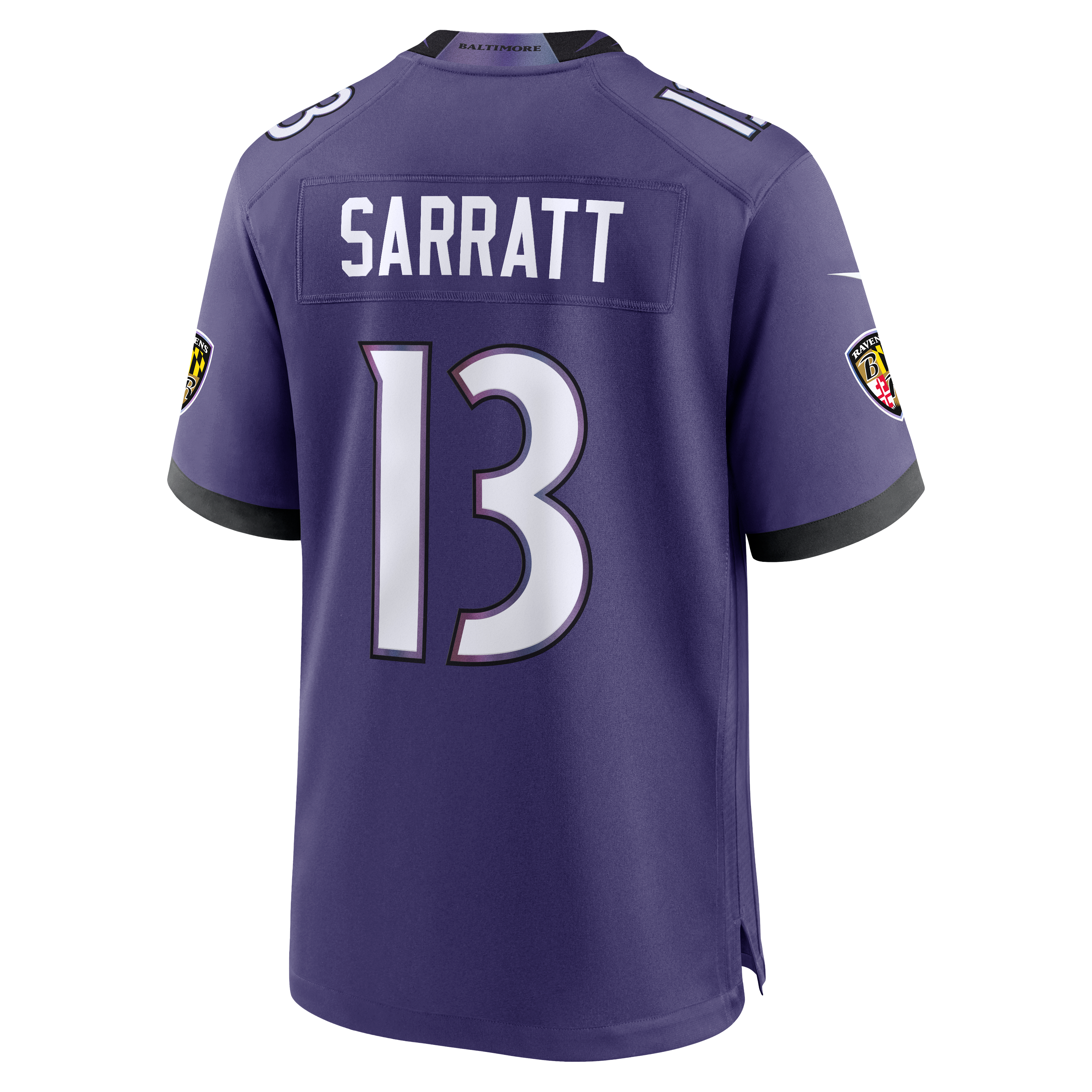 Men's Baltimore Ravens Elijah Sarratt Nike Purple Team Game Jersey