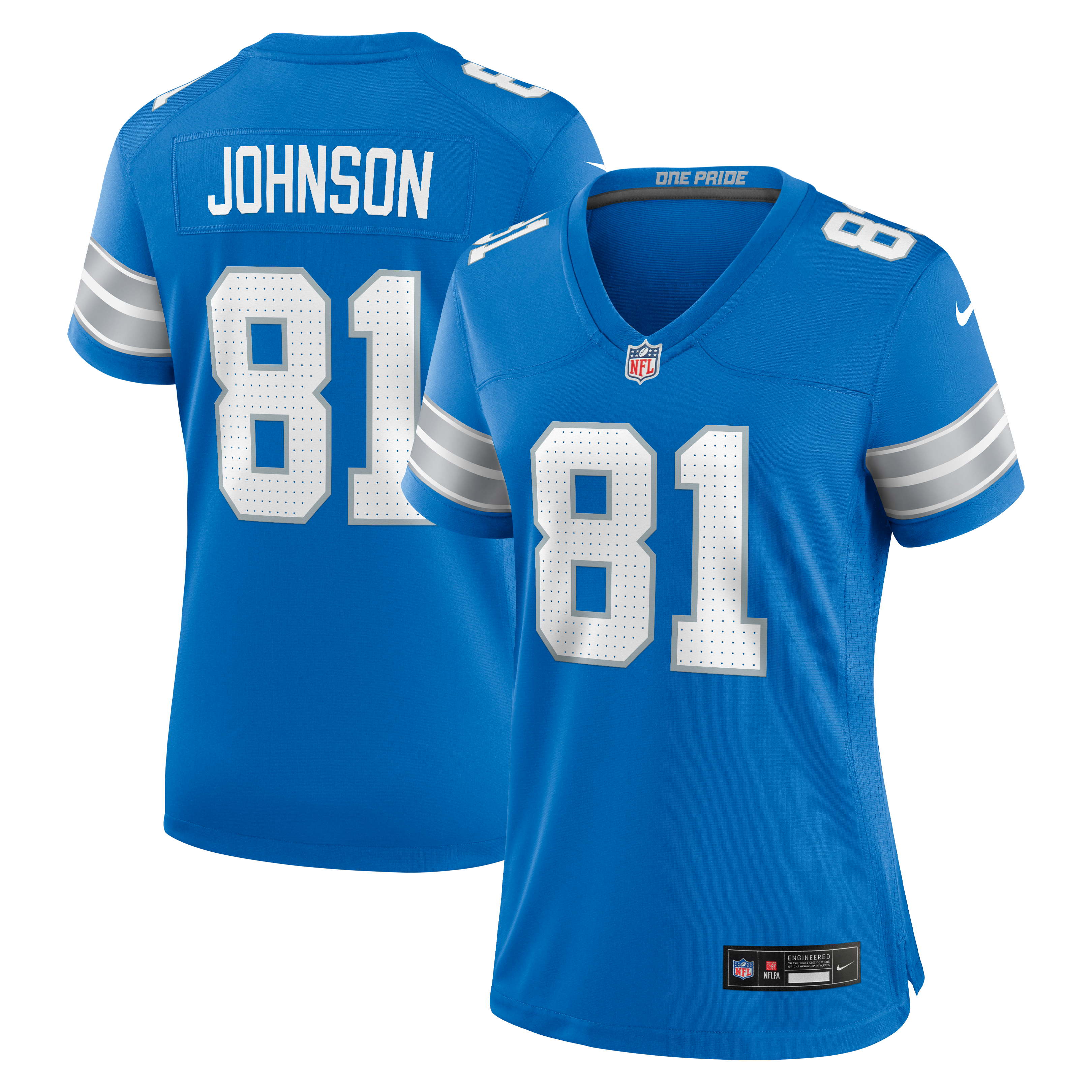 Women's Detroit Lions Calvin Johnson Nike Blue Team Retired Game Jersey